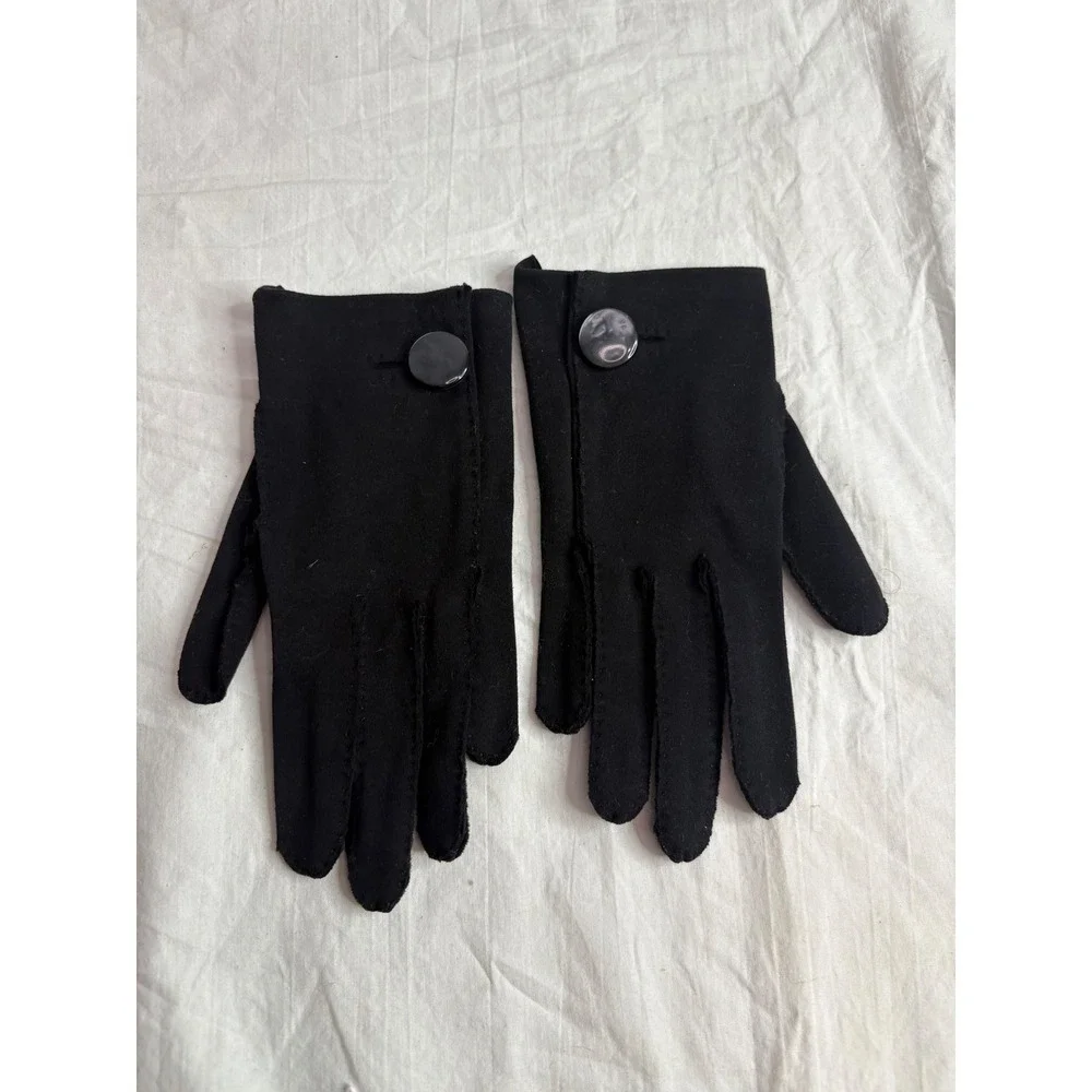 Vintage Black Button Accent Gloves Womens Dressy Opera Evening Fashion Accessory